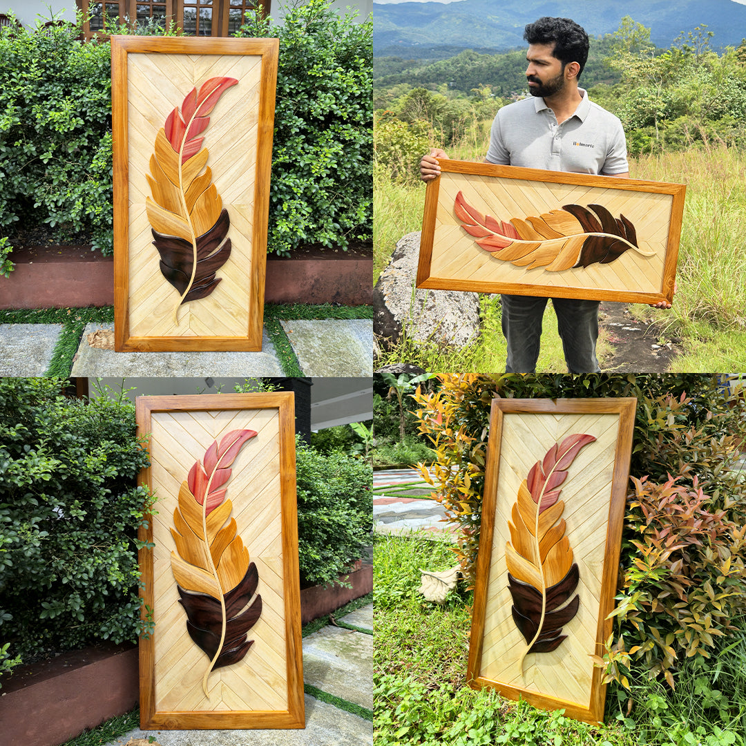 Wooden Feather Wall Art