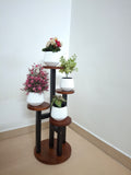  Wooden Plant stand 4 tier with floral arrangement