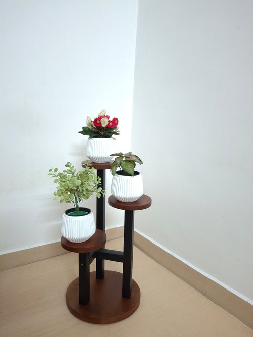  Wooden Plant stand 3 tier with floral arrangement