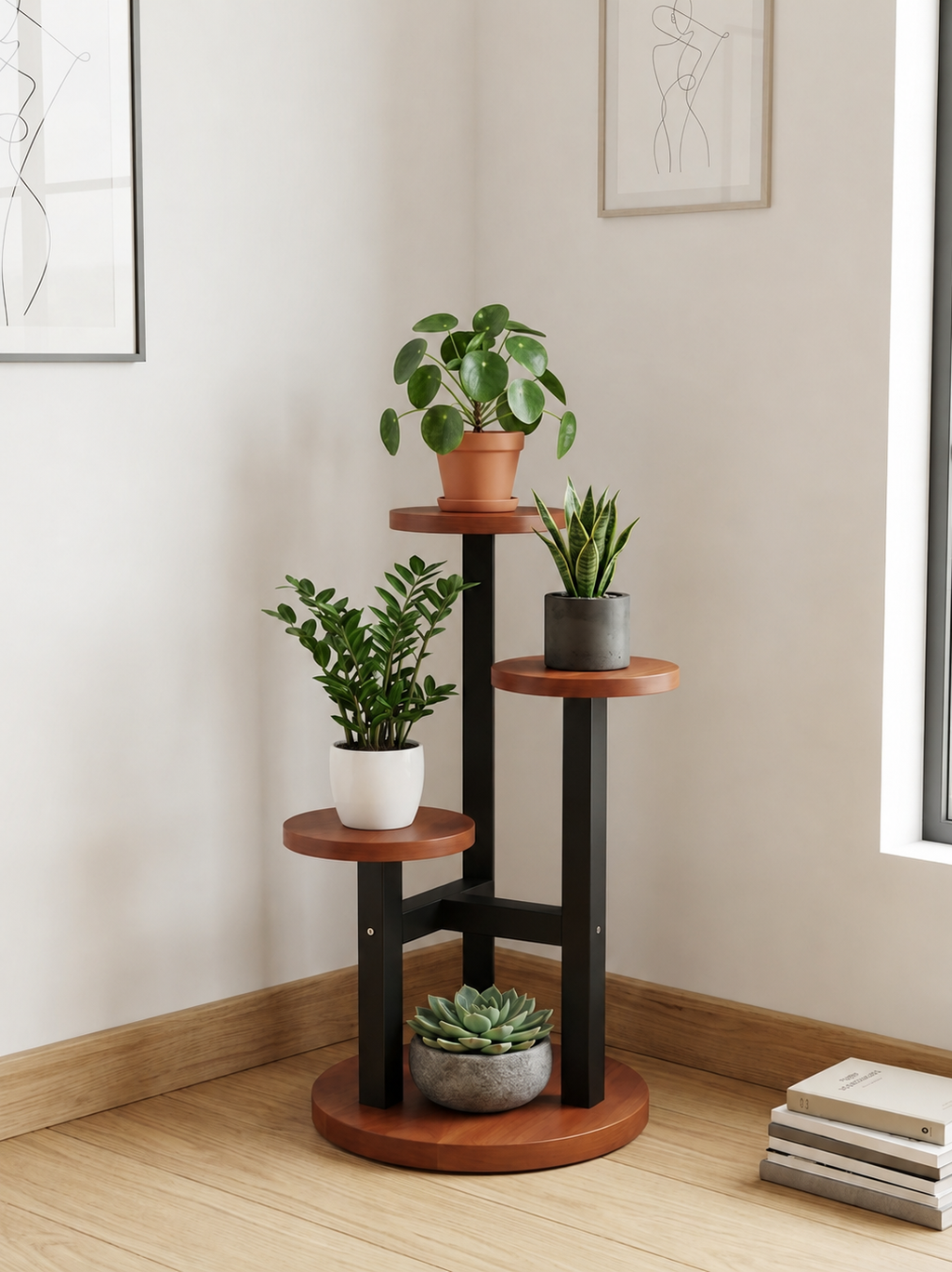 Handcrafted 3-Tier Wooden Plant Stand | Indoor Flower Pot Display Rack
