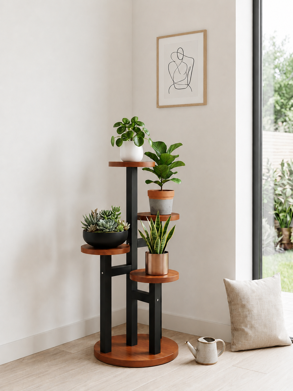 4 tier wooden plant stand