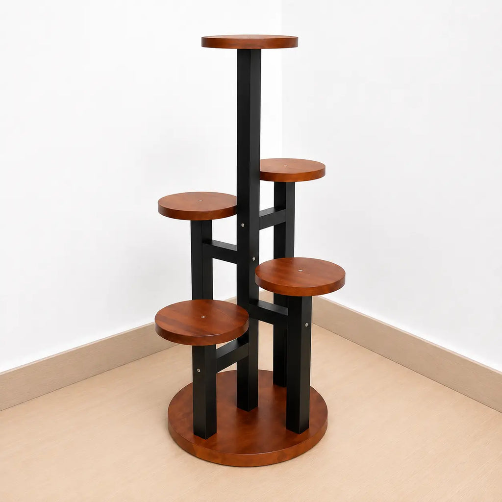 Handcrafted 5-Tier Wooden Plant Stand | Indoor Flower Pot Display Rack