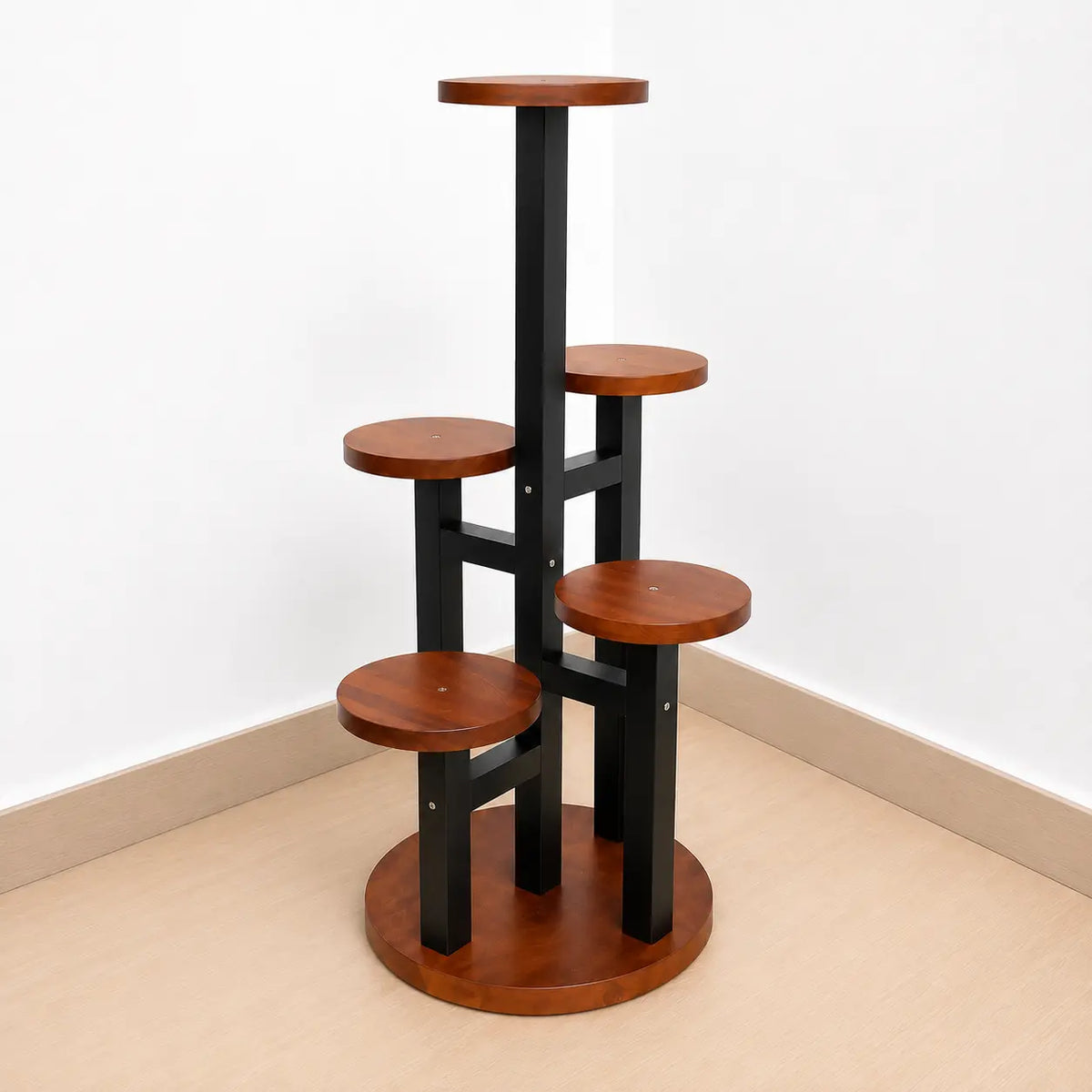 Handcrafted 5-Tier Wooden Plant Stand | Indoor Flower Pot Display Rack