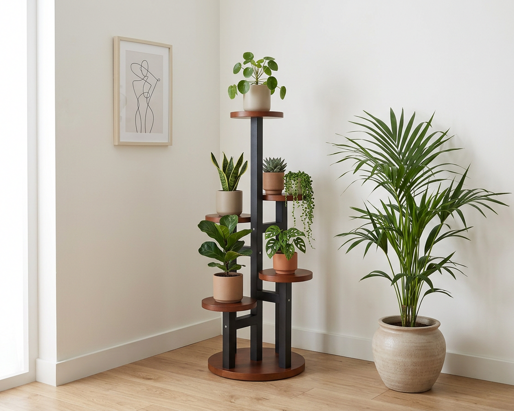 5 tier wooden plant stad