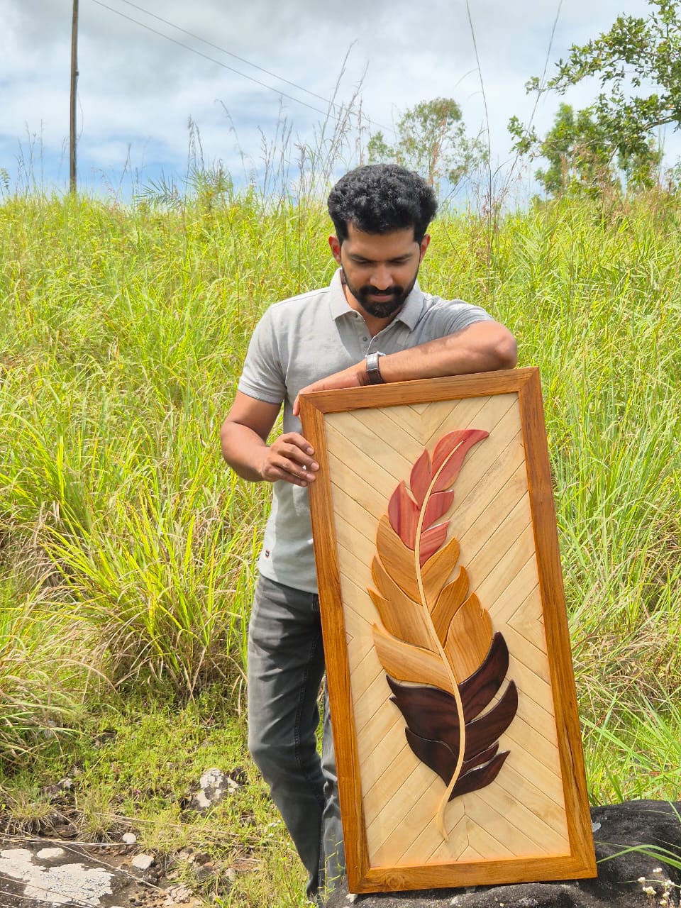 Wooden Feather Wall Art