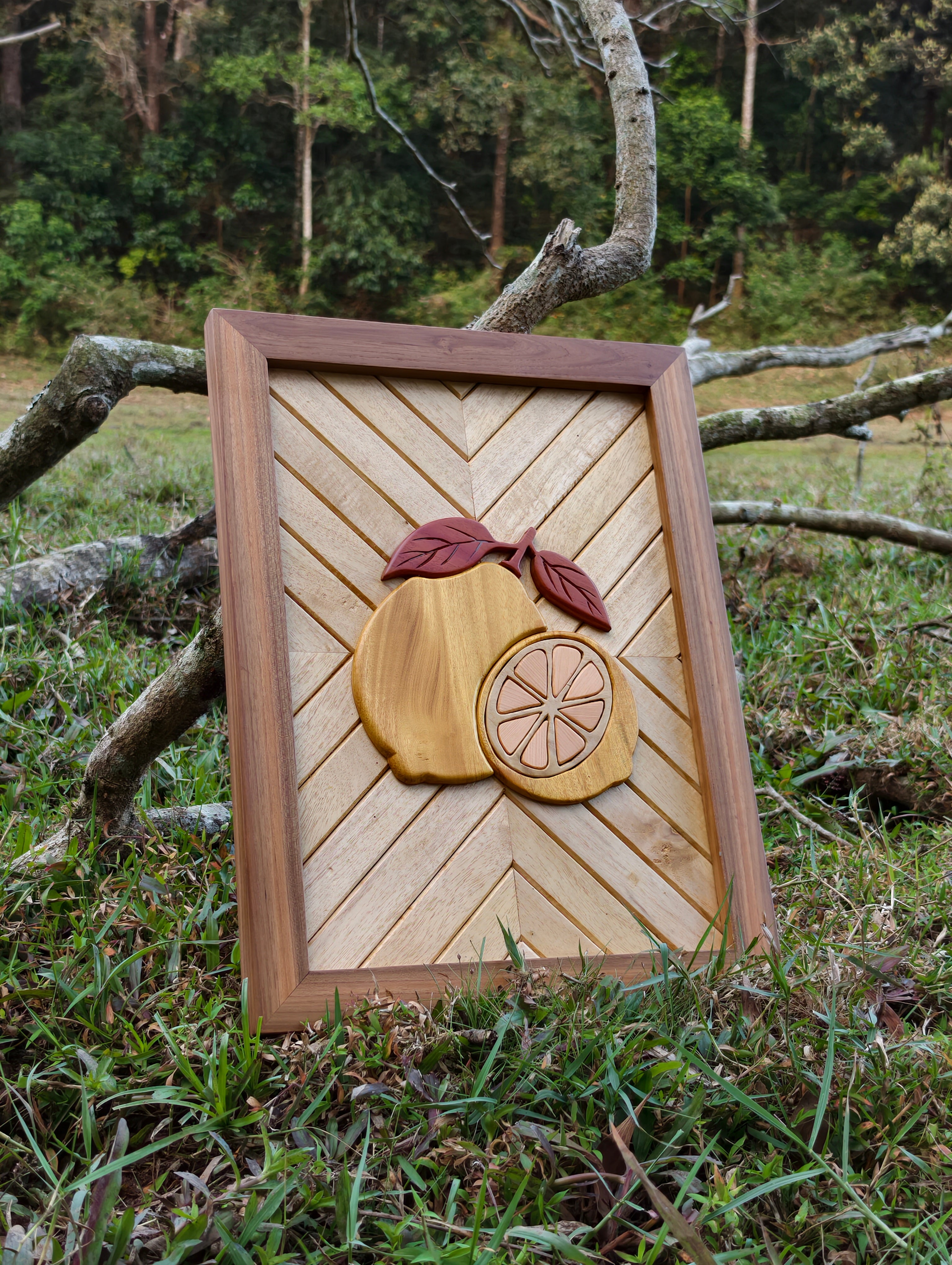 Handcrafted Wooden décor  intarsia wall art lemon