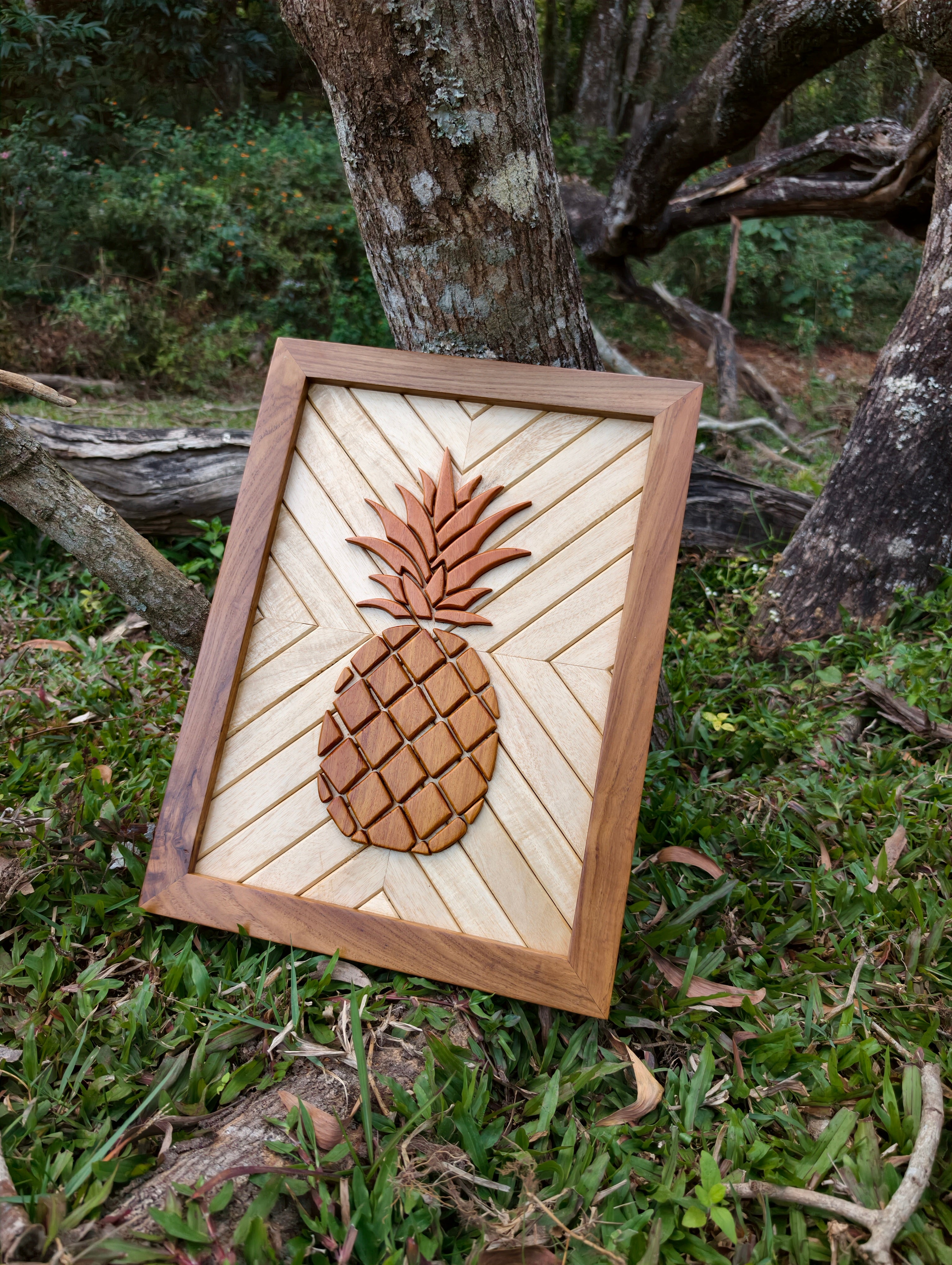 Handcrafted Wooden décor  intarsia wall art Pineapple