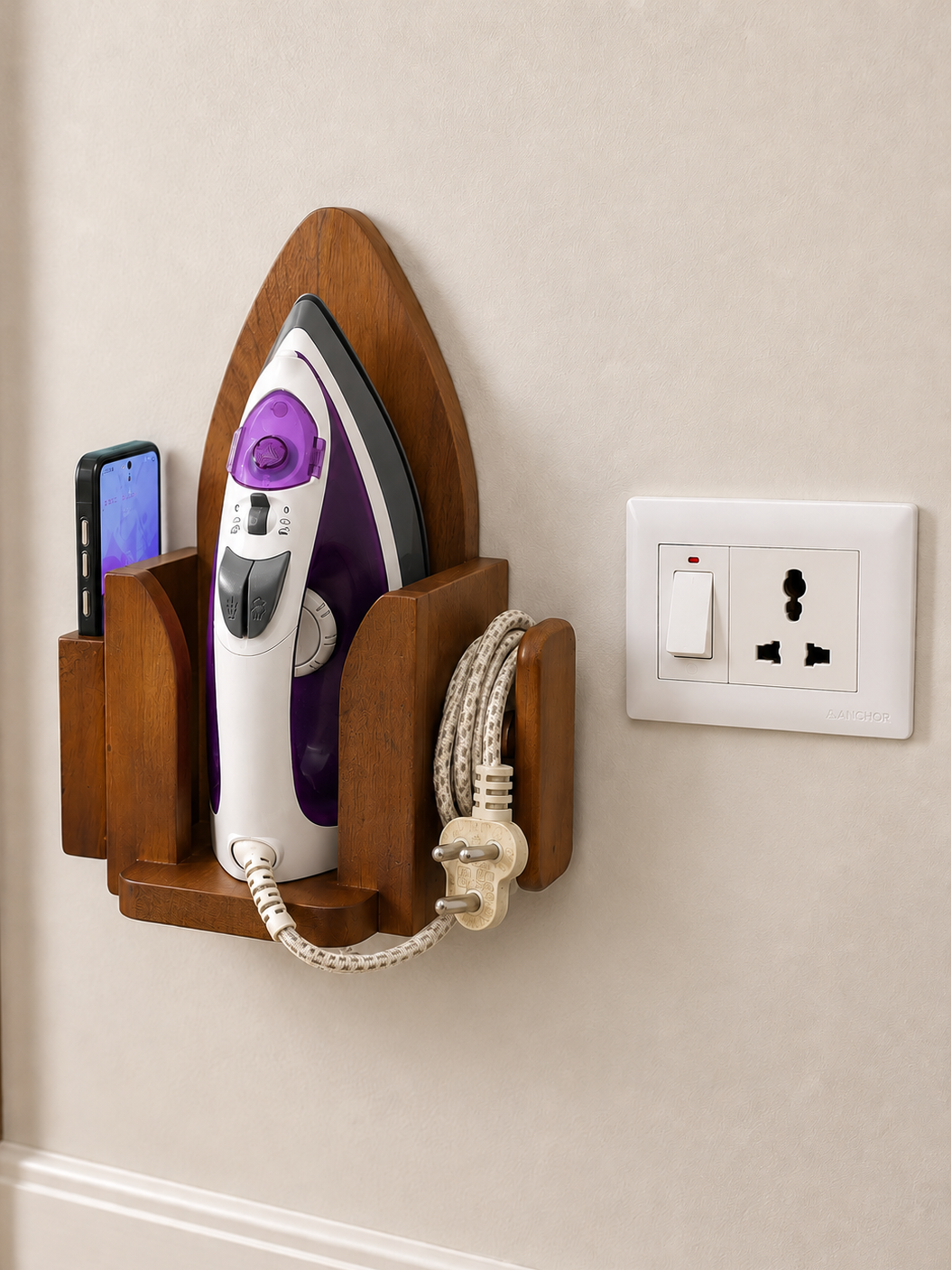 Iron-box-holder-with-built-in-mobile-holder