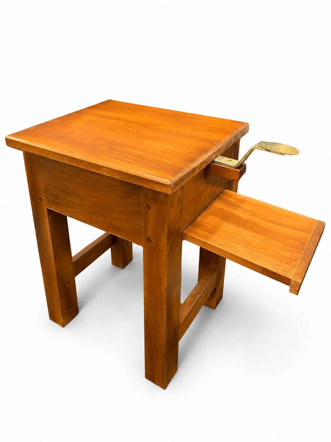 Wooden Stool Coconut Scraper & Grater | Hand Operated Stool Chirava (Mahogany, Stainless Steel)