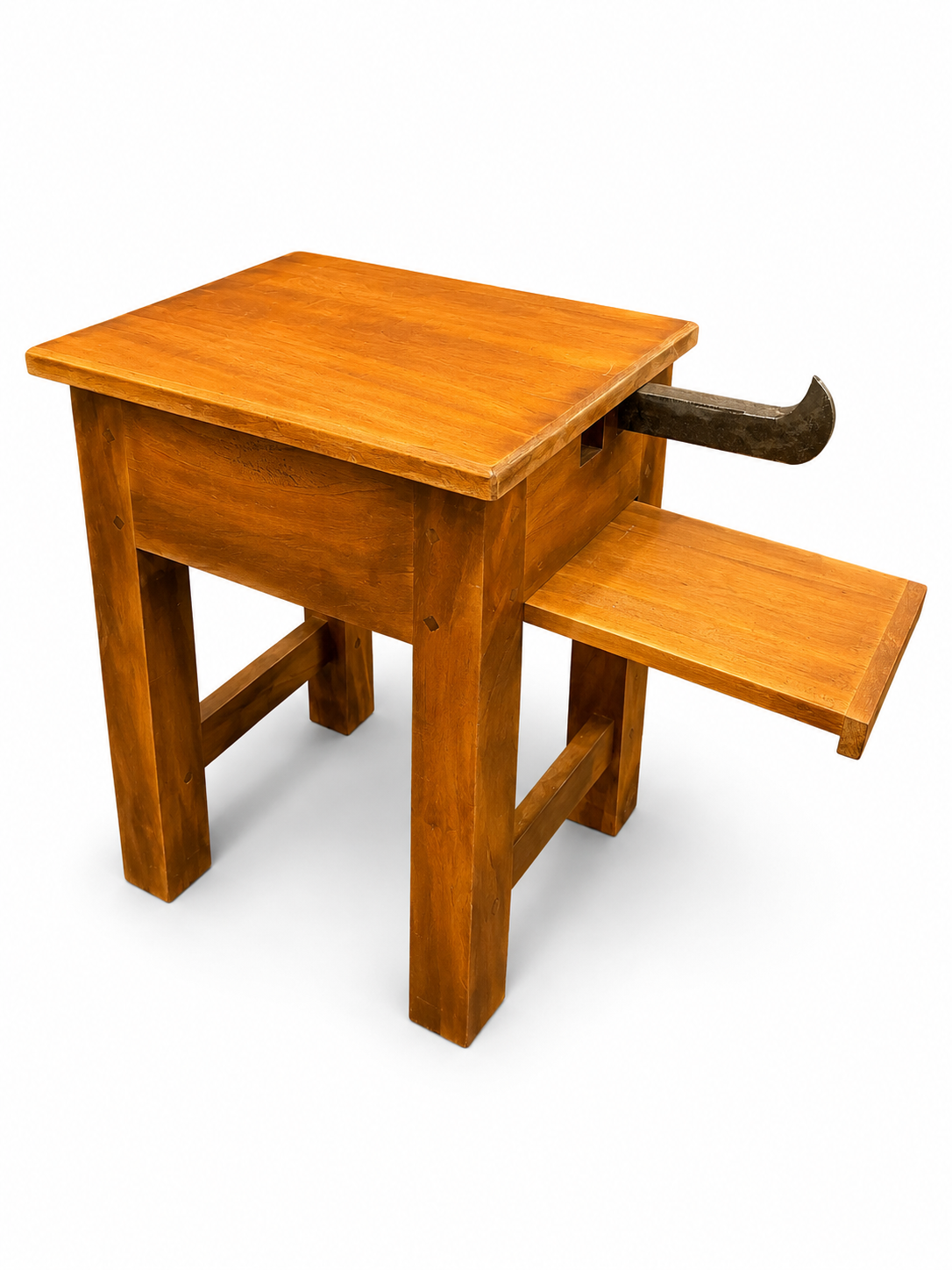 Wooden Stool Coconut Scraper & Grater | Hand Operated Stool Chirava (Mahogany, Stainless Steel)