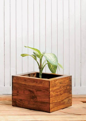 Square Wooden Flower Vase