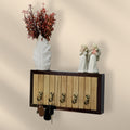 Wooden Key holder with 5 antique brass finish hooks