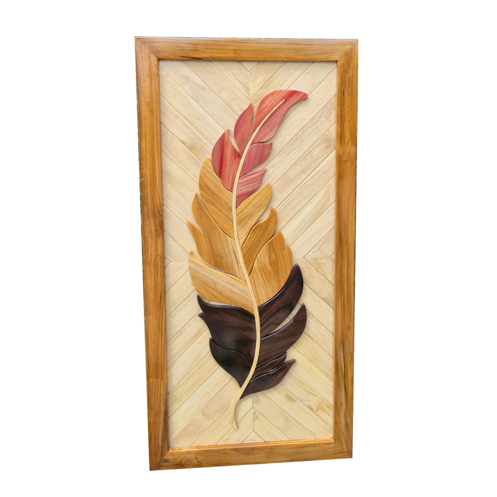 Wooden Intarsia Feather Wall Décor